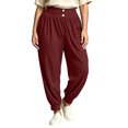 thumbnail image 2 of PWPSG Women's Harem Pants High Waist Button Cuffed Tapered Plus Size Casual Lounge Trousers with Pockets, 2 of 10