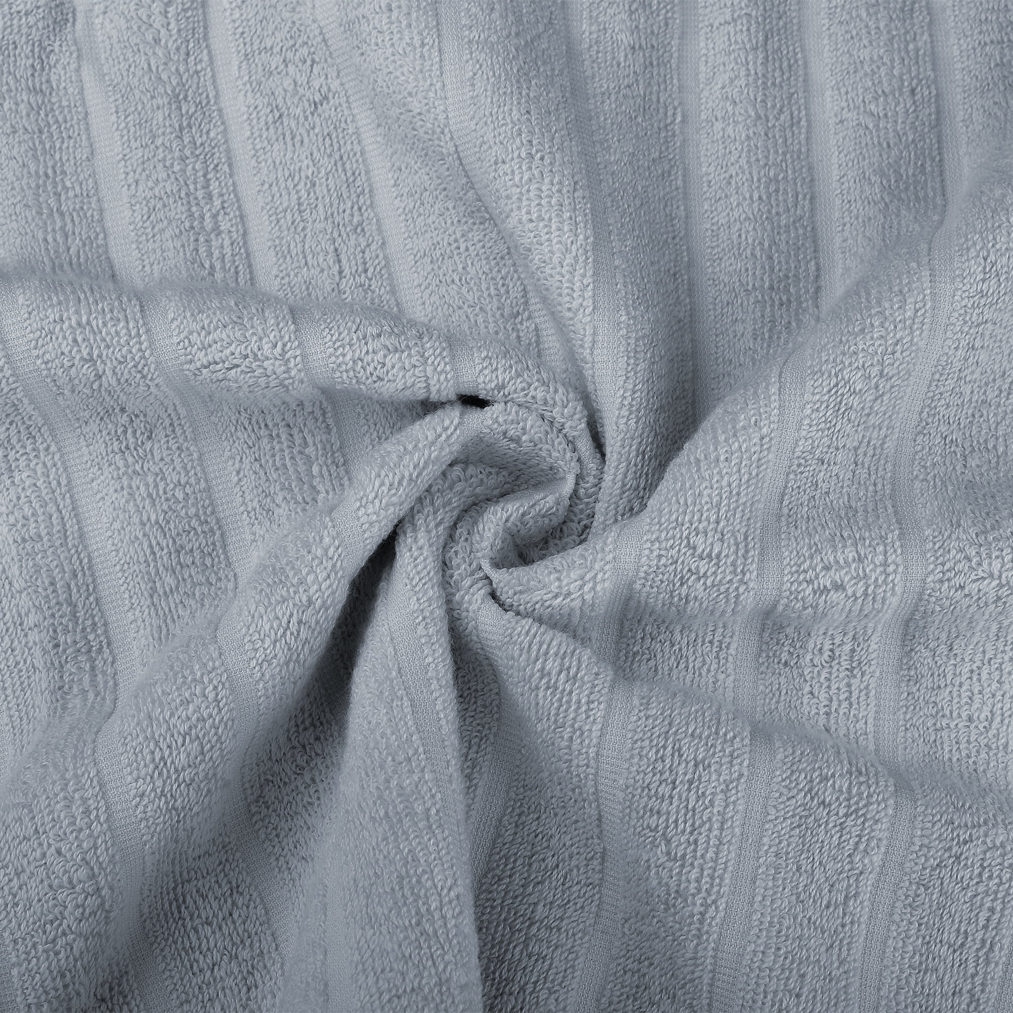 Unique Bargains Striped Cotton Hand Towel 14" x 30" 4 Pcs Grey/Navy Blue