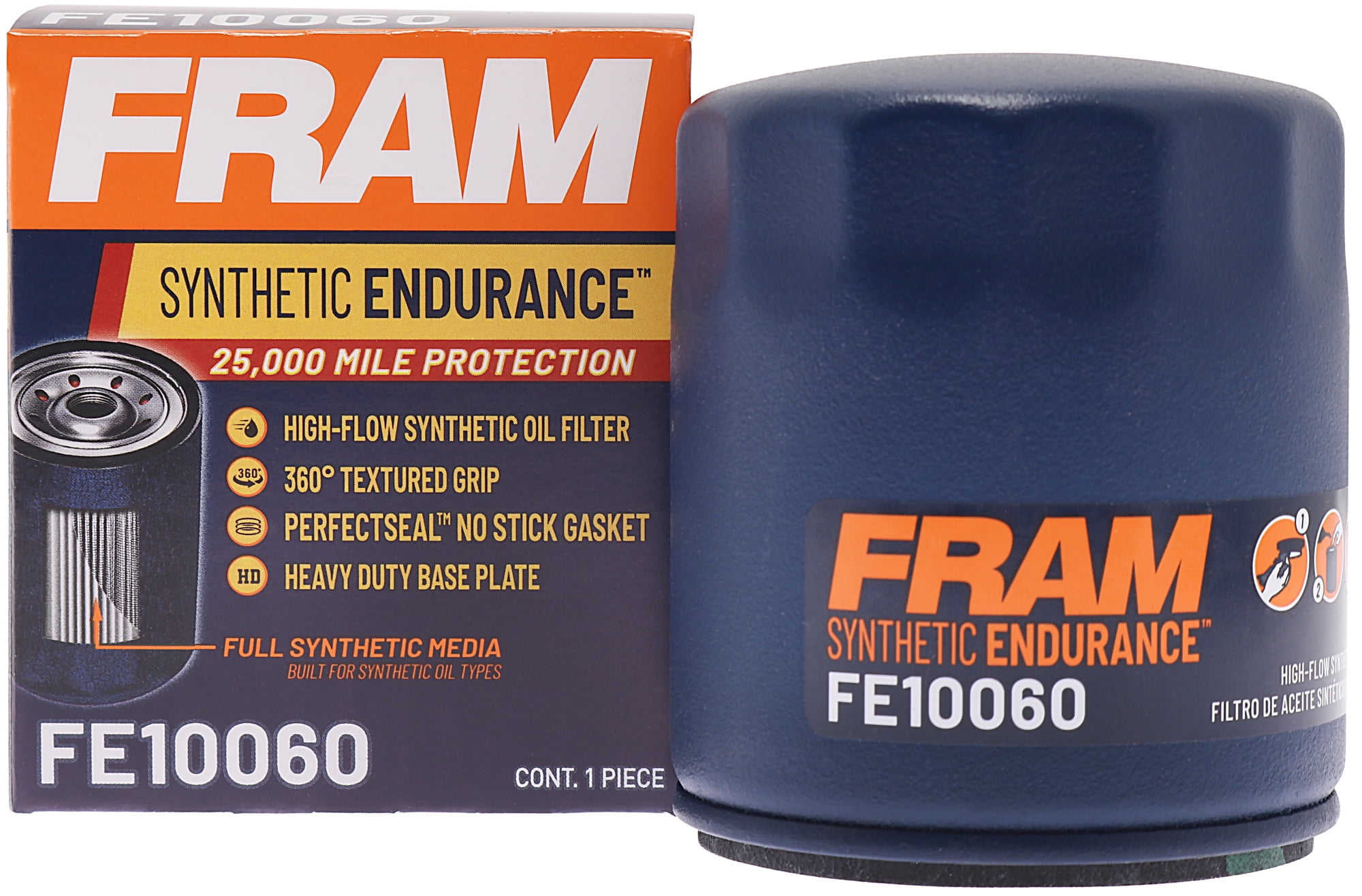 (3 pack) FRAM Synthetic Endurance Premium Oil Filter, FE10060, 25K Mile Replacement For Select Vehicles