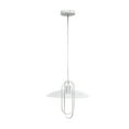 thumbnail image 3 of Simple Designs 1 Light Modern Metal Pendant Light with Clear Glass Shade - White, 3 of 7