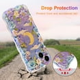 thumbnail image 3 of Case for iPhone 14 Plus/iPhone 15 Plus, Colorful Retro Oil Painting Flower Laser Cute Curly Wave Edge Exquisite Phone Cover Stylish Durable TPU Protective Case for Girls Women - Purple White, 3 of 6
