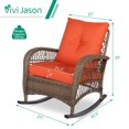 thumbnail image 6 of VIVIJASON 2 Piece Patio Wicker Rattan Rocker Chair, Outdoor Rattan Rocker Chair with Cushions & Steel Frame, All-Weather Rocking Lawn Wicker Furniture for Garden Backyard Porch (Orange), 6 of 7