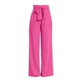 thumbnail image 4 of Womens Casual Pants High Waisted Wide Leg Business Work slacks With Zipper Belt Comfy Elastic Waist soild Color Long Pants, 4 of 5