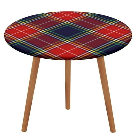 

Red Colored Diamond Grid Pattern Round Tablecloth Waterproof Elastic Table Clothes for Dining Table Cute Desk Decor Protector Cover