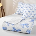 thumbnail image 4 of Erosebridal Blue Bow Quilt King for Boys Girls, Buffalo Plaid Ribbon King Coverlet Set, 3pcs, 4 of 7