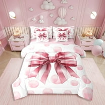 Erosebridal Pink Bow Bedding Twin Size, Princess Style Bed in a Bag Twin size, Dreamy Room Decor, Reversible 7 Pieces
