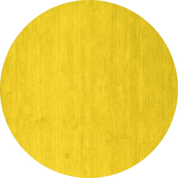 Ahgly Company Indoor Round Solid Yellow Modern Area Rugs, 4' Round