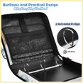 thumbnail image 4 of Zipper Binder with Shoulder Strap 2 inch 3 Ring Waterproof File Folder Organizer Bag 500 Sheet Watercolor Airplane Pattern, 4 of 8