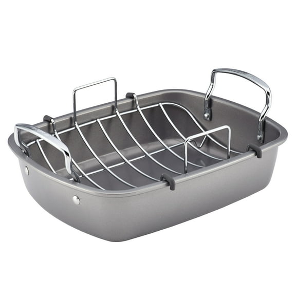 Circulon 17-Inch by 13-Inch Nonstick Bakeware Roaster with U-Rack, Gray