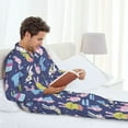 thumbnail image 5 of KLL Cartoon Rabbit Sleepwear Mens Flannel Pajamas,Long Cotton Pj Set, 5 of 7