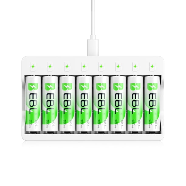 EBL Pilas recargables AA Ni-MH de 2800 mAh, paquete de 8