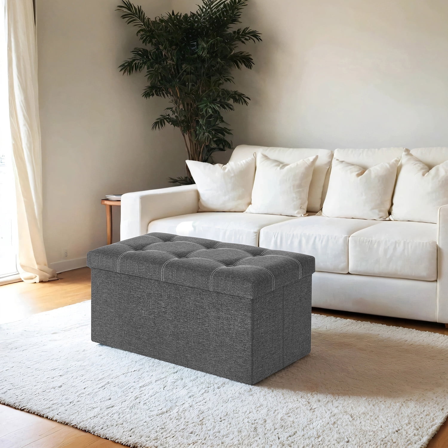Ledrem Storage Ottoman Foldable, 21-Gallon, Dark Gray photo 4