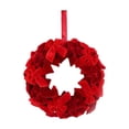 thumbnail image 2 of ShaoXinWan Velvet Bow Christmas Wreath with Hanging Ribbon, 2 Sizes Red Green Luxury Winter Front Door Garland, Soft Flocked Bow Wreath for Wall Mantel Xmas Decor, 2 of 8