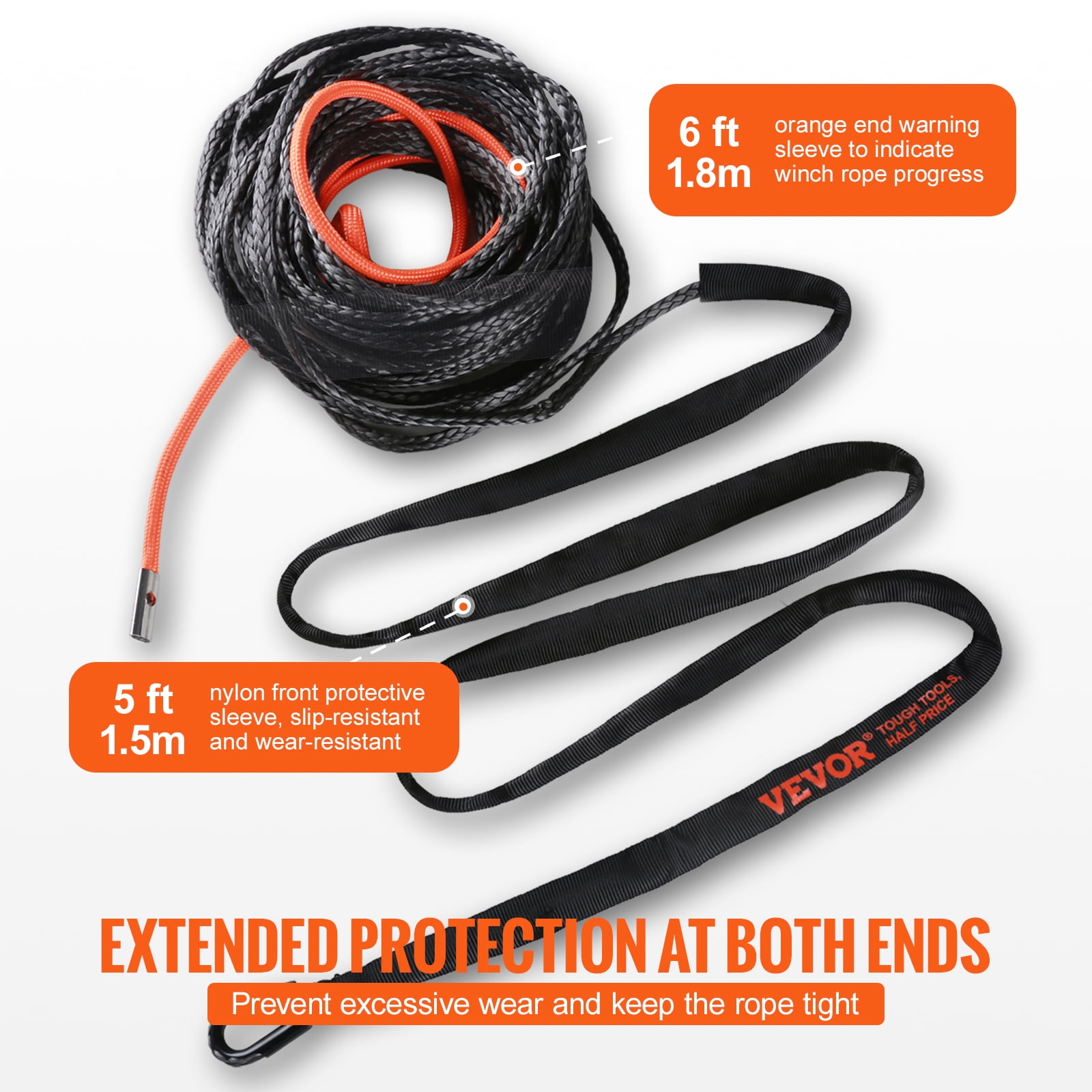 KFFKFF Synthetic Winch Rope Winch Line Cable 3/8" x 100' 26500 lbs for SUV Truck