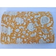 thumbnail image 3 of Mustard Floral Kantha Quilt: Hand-stitched Indian Cotton Bedspread, 3 of 3