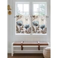 thumbnail image 7 of Half Window Curtains 24 Inches Long, Teal Tulip Window Treatment Curtain Drapes, Vintage Spring Floral Summer Botanical Brown Short Curtains Tiers for Kitchen Over Sink, 27.5"x24", 2 Panels, 7 of 7