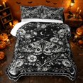 thumbnail image 2 of Erosebridal Boho Vintage Moth Quilt King, Spooky Celestial Peony King Coverlet Set for Boys Girls, Black White, 3-Piece 1 Bedspread and 2 Pillowcases, 2 of 7