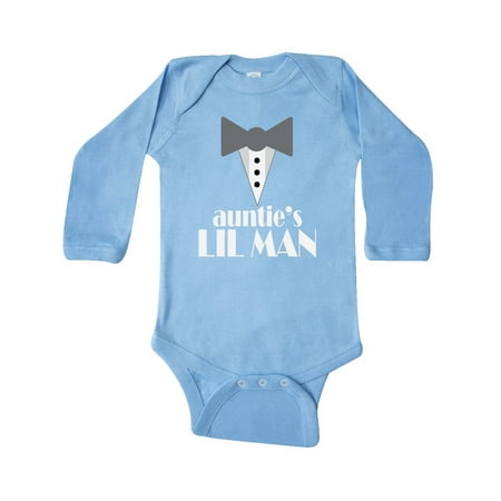 

Inktastic Auntie Lil Man Tuxedo Front Gift Baby Boy Long Sleeve Bodysuit