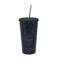 thumbnail image 1 of Taza de café Vasos de café 17.6oz con tapa y pajita con kit de cepillo de limpieza para NUEVO Negro 500ml, 1 of 7