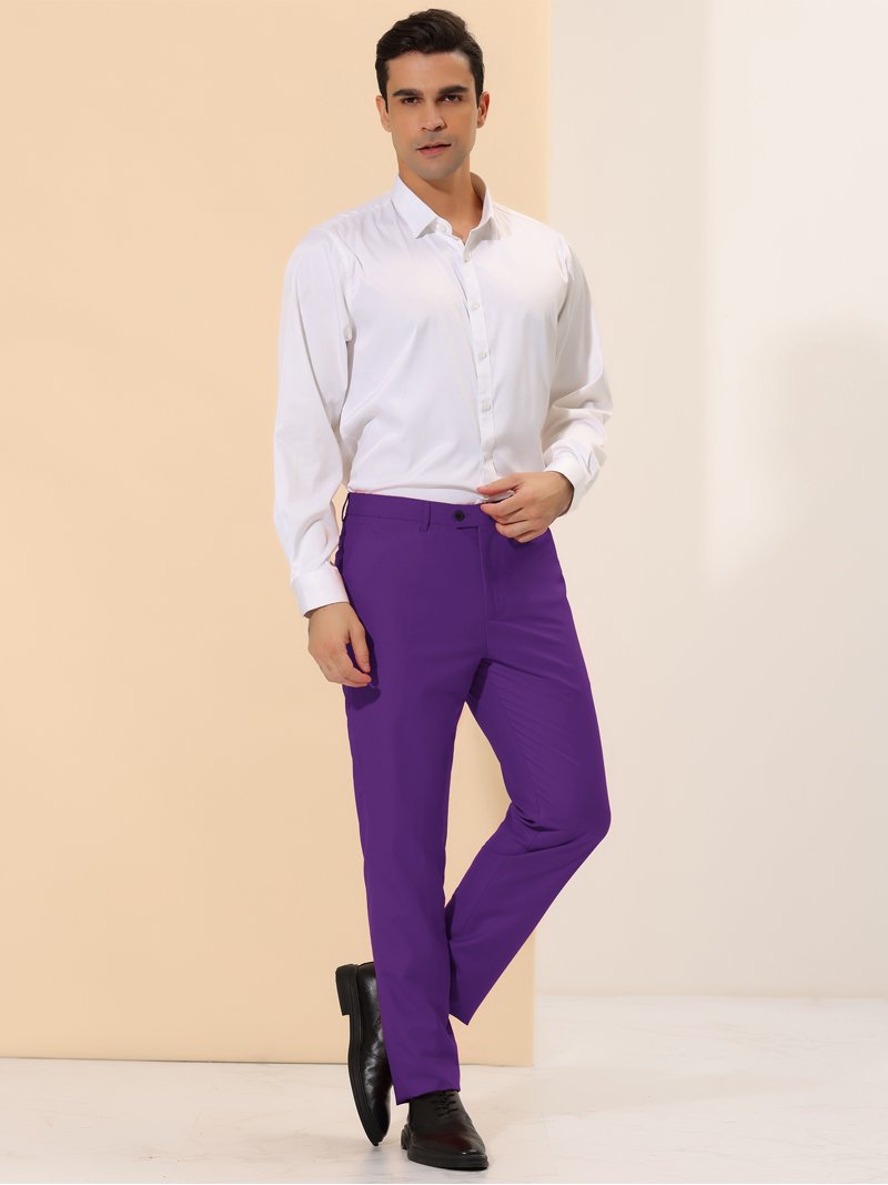 Unique Bargains Men's Dress Pants Slim Fit Flat Front Chino