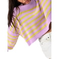 thumbnail image 2 of xiaxaixu Chandail en Tricot Uni/à Rayures pour Femmes Col Rond Manches Longues Pulls Amples Printemps Automne Décontractés Mode Urbaine, 2 of 5