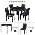 thumbnail image 5 of GZXS 5-Piece Square Dining Table Set for 4, PU Upholstered Dining Chairs with Ergonomic Back, Rubber Wood Legs, MDF Top and Acrylic Crystal Crushed Trim, Black, 5 of 8