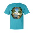 thumbnail image 1 of Wild Bobby, Enjoy Life Vintage Beach Surf Sailboat, Garment-Dyed Washed Look Short Sleeve Tees, Blue Lagoon, Large, 1 of 3