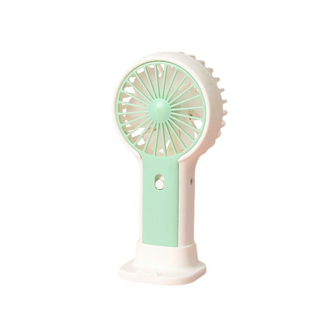 Green Mini Usb Handheld Fan Base Vertical Blower Rechargeable Portable Travel Desktop Lightweight Compact 3 Speeds Efficient Cooling Energy Saving