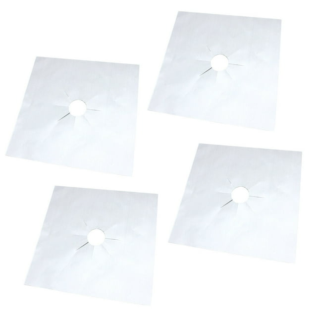 RUNROTOO Lot de 4 Doublures de Four Argent Résistantes Réutilisables en Résine PTFE 10.6x10.6 Po