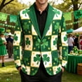 thumbnail image 2 of IWRICH Men's St. Patrick’s Day Corduroy Printed Jacket Shamrock Holiday Party Coat Casual Plus Size Blazer 02-Green XXXL, 2 of 4