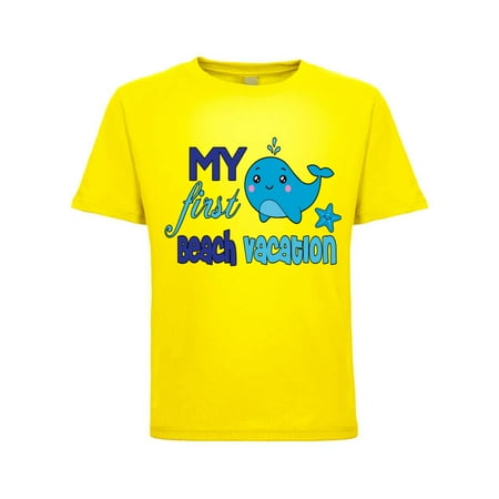 

My First Vacation Funny Joke Humor Toddler Crew Graphic T-Shirt Yellow 2T