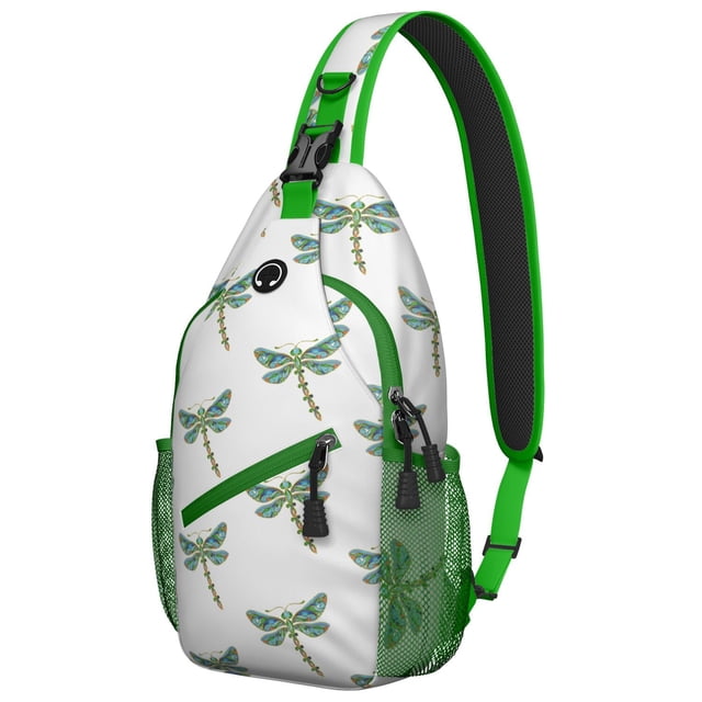 Nature Dragonfly Sling Backpack, Insect Lovers Print Crossbody Bag, Artistic Pattern Design for Travel and Daily Use