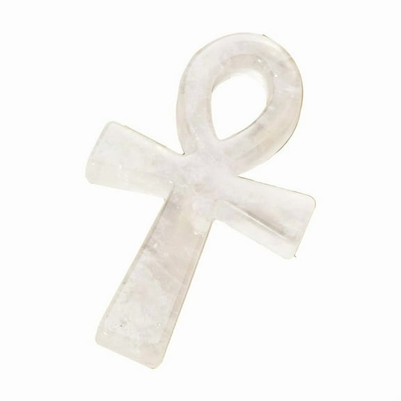 Natural Clear Quartz Ankh Symbol Carving with Yellow Citrine, 4-4.3 Inches, Approx. 10 CM Healing Crystal Handcrafted Cross, DIY Decoration, Energy Healing