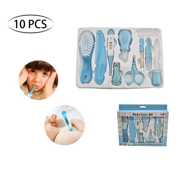 Kit de 10 piezas para el cuidado de la salud del bebé, kit de higiene para recién nacidos, termómetro, tijeras, lima de uñas para bebé.