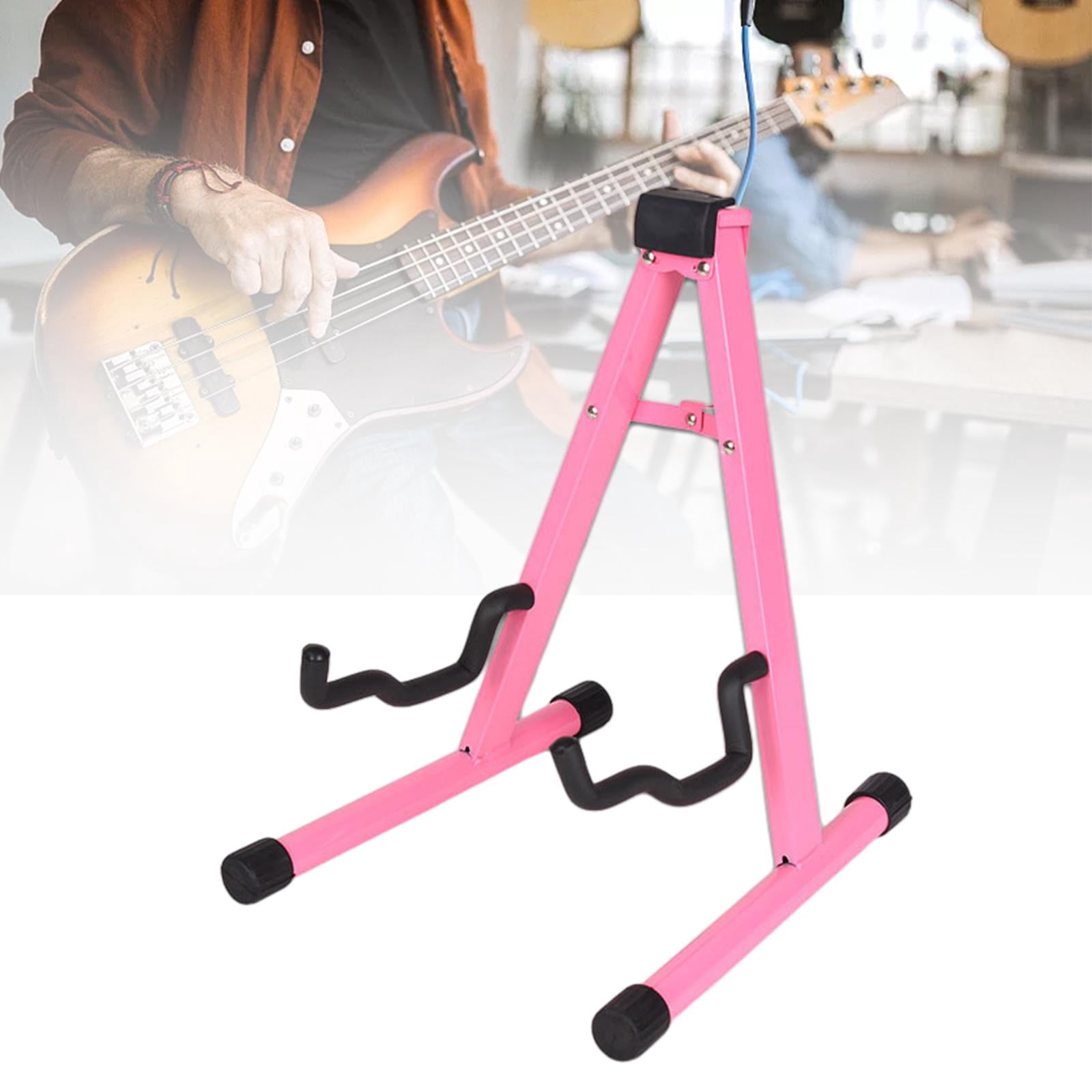 STARTIST Universal Folding Instrument Stand, A Frame Musical Rack Holder, Electric Guitar Stand for Electric Guitar, Bass Accessories Pink