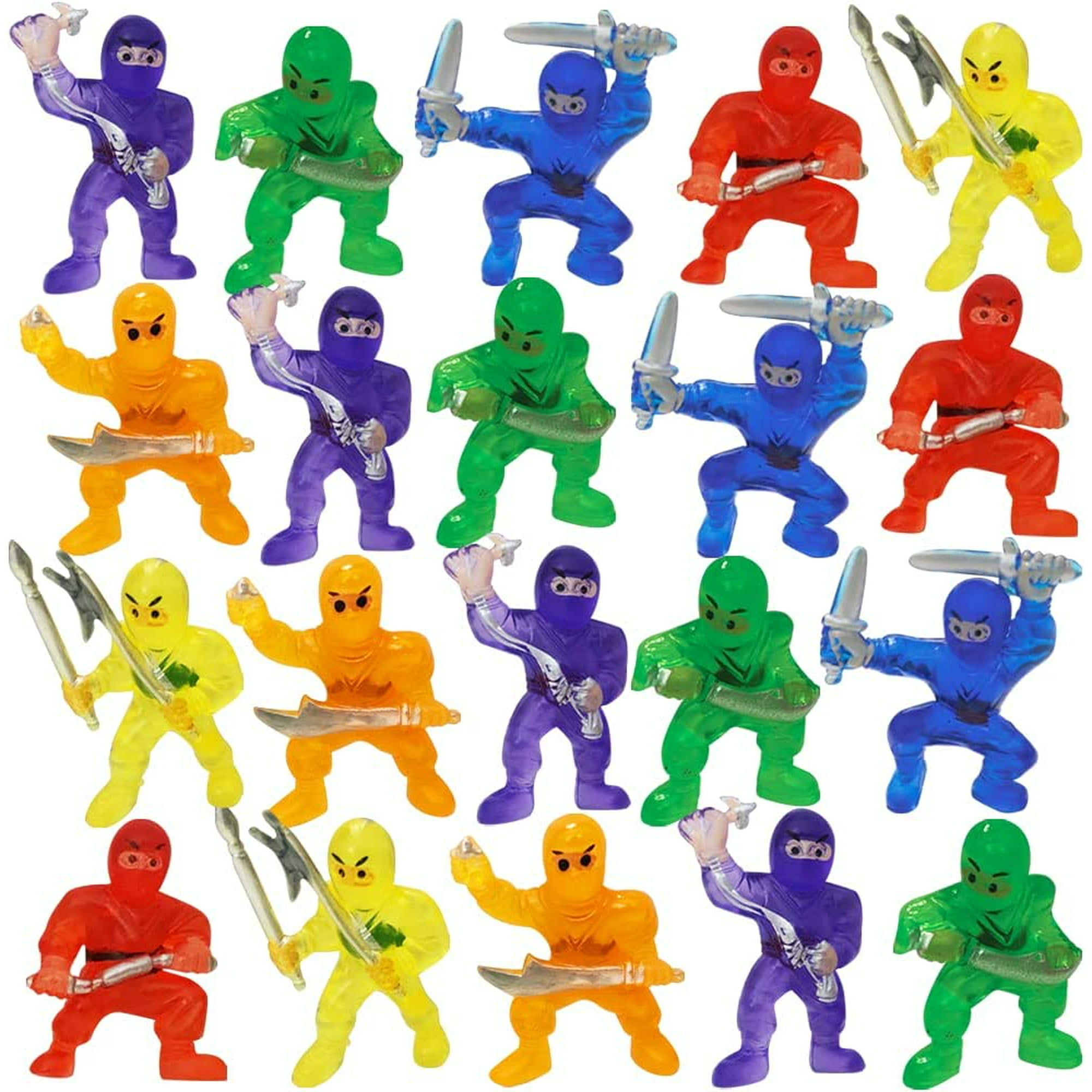 Mini Ninja Figurines Pack of 48 Assorted Colors Plastic Action Figures Little Ninja Warriors in Assorted Poses Cool Cupcake Topper goodie Bag Fillers Party Favors for Kids Walmart