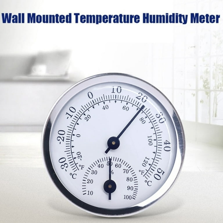 5 Thermometer Hygrometer Wall Hung Stainless Steel Temperature Humidity  Tester