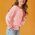 thumbnail image 4 of LIaqionyy Girls Long Sleeve Shirts Kids Crewneck Long Sleeve Curve Hem T-Shirts Basic Clothes, 4 of 6