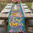 thumbnail image 4 of Watercolor Flip Flops Table Runner 72 Inches, Summer Ocean Coral Starfish Floral Green Bed Runner Dresser Scarves Tabletop for Indoor Outdoor Parties/Ceremony/Banquet, 14" x 72", 4 of 9