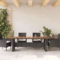 thumbnail image 3 of vidaXL Patio Table with Acacia Wood Top Black 94.5"x35.4"x29.5" Poly Rattan, 3 of 10