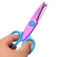 thumbnail image 4 of REGALWOVEN Fuchsia Blue Plastic Handle Pattern Wavy Edge Decorative Scissors, 4 of 4