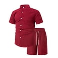 thumbnail image 3 of BLVB Mens Cotton Linen 2 Piece Outfits Casual Short Sleeve Button down Shirts and Shorts Sets Summer Tracksuit, 3 of 8
