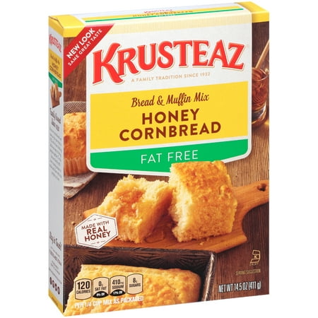 (4 Pack) Krusteaz Fat Free Honey Cornbread & Muffin Mix, 14.5