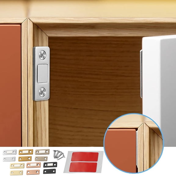 romoty Ultra Thin Magnetic Cabinet Catch, 1.61" Heavy Duty Invisible Door Magnet for Kitchen Cupboard, Wardrobe & Drawer, Adhesive or Screw Install