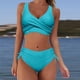 thumbnail image 4 of Gibobby Trajes de Baño para Mujer 2023 mujer nueva Split Wrap Lace Up Hollow Out Bikini Color sólido Sexy cintura alta Bikini de venta rápida(Azul claro,G), 4 of 5