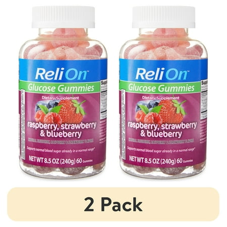 (2 pack) ReliOn Glucose Gummies Dietary Supplement, 60 Count