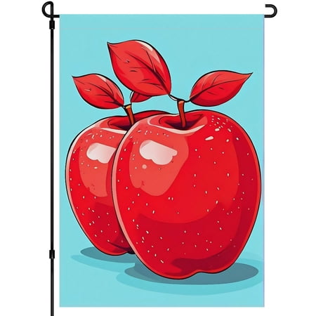 Fall Aesthetic Washable House Flags - Vintage Illustration Durable Camper Decorations 28x40 Inches - Apple Fruits Chic Garden Flag for Porch House Backyard Home Balcony Deco