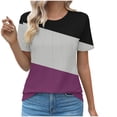 thumbnail image 2 of YHAJDS Women Tops Short Sleeve Round Neck Color Print Pullover Blouse with Ruffle Detail Casual Summer Tee, 2 of 5