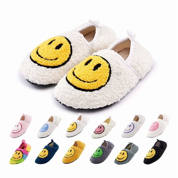 Smile Face Slippers for Women Men Winter Warm House Shoes Non-Slip TPR Soft Sole Slippers Home Socks Shoes