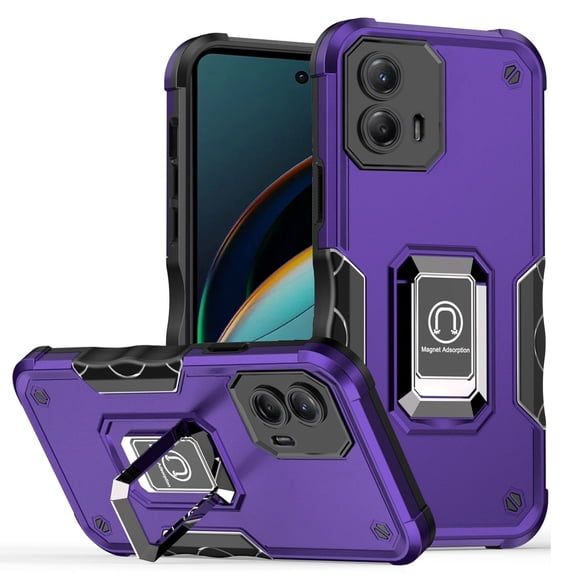 For Motorola Moto G 5G 2024 OPTIMUM Magnetic Ring Stand Hybrid Case Cover - Dark Purple